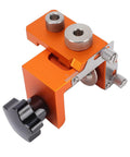 Heavy Duty Double Hole Drill Positioner Aluminum Alloy Woodworking Guide Jig With Wide Adjustable Clamp close-up image showing precise drill positioning features.