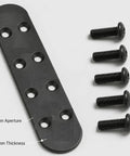 Built To Last Heavy Duty Flat Straight Wood Brace Brackets Kit 6 Pack In Matte Black 7.87 Inch Long Mending Plates shown with screws