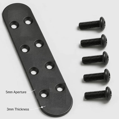 Built To Last Heavy Duty Flat Straight Wood Brace Brackets Kit 6 Pack In Matte Black 7.87 Inch Long Mending Plates shown with screws