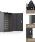 Heavy Duty Wall Mounted Storage Cabinet With Pegboard Upper Panel For Garage And Workshop Tool Organization Metal Hanging Cabinet In Black And Gray Finish Built Tough