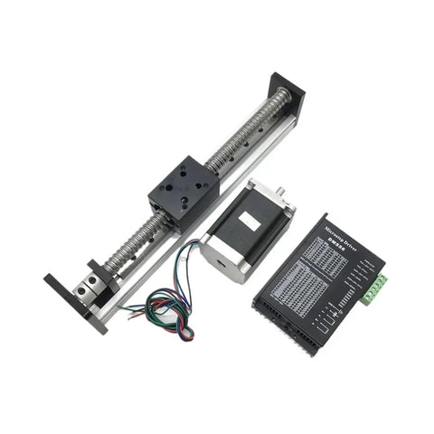 Straight Up Solid CNC Ball Screw Slide Table Motor Kit Plus Nema 23 Stepper And Dm556 Driver with linear guide rail and accessories