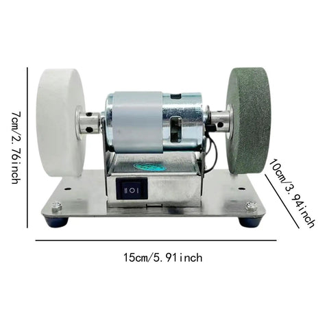 Ziocura Mini Belt Sander, Stainless Steel Bench Grinder With High Power Low Noise Design, compact size with polishing wheels.