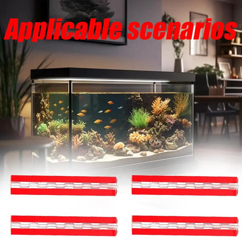 Premium Transparent Acrylic Piano Hinges For Aquarium Lids Self Adhesive Continuous Folding Hardware 12 Inch displayed near a vibrant fish tank.