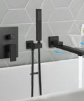 Wall Mounted Bathtub Faucet With Handy Sprayer Built To Last Matte Black Tub Shower Set Single Handle Mixer With 2 In 1 Diverter And Swivel Spout Rough In Valve Included