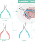Jewelry Pliers Set 3 Pack With Mini Needle Nose Pliers, Chain Nose Pliers, Round Nose Pliers, And Wire Cutter dimensions and colors