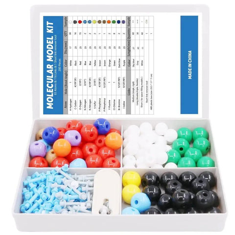 Open box of Chemistry Molecular Model Kit 200 Pcs 83 Atoms 116 Links Ball and Stick Set for Organic and Inorganic Chemistry