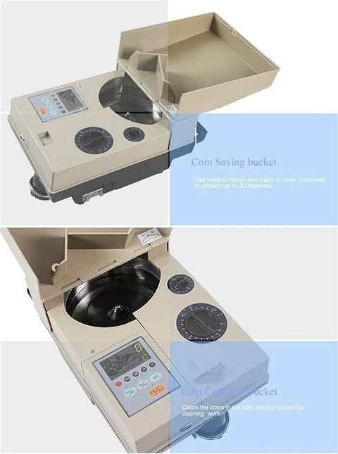 Skip The Heavy Cash Counting Grind With This Smooth Operator Coin Sorter showing touch panel and coin bucket design.