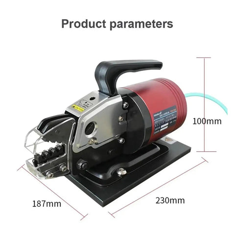 0.5 To 0.6 Mpa Pneumatic Crimping Machine For Insulated Tube Terminals With Replaceable Jaws shown from the side with dimensions labeled.