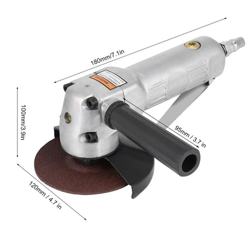 Badass Pneumatic Angle Grinder Coupled With A Four Inch Sanding Pad Delivers Eleven Thousand Rpm for metal polish tasks.