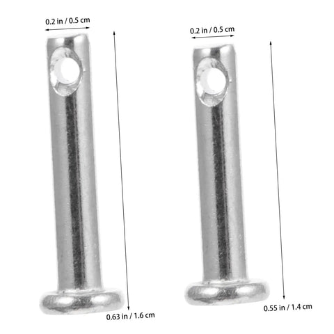 Flat Single Hole Clevis Pin Set, 20 Piece Stainless Steel Locating Pins, two flat-top stainless pins with single holes and measurements