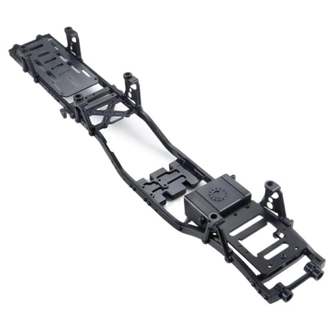 Axial 1 By 10 RC Car Chassis Frame Kit For SCX10 II 90046 90047 90027 90028 showing assembled carbon fiber and metal frame.