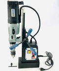 Knockout Performance Heavy Duty Magnetic Drill Press Built Like A Tank For Real Contractors With Two Speed Settings Three Inch Capacity And 1850 Watt Muscle For Any Metal Project showing drill controls and motor.