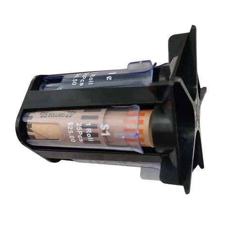 5in1 Coin Counter And Sorter With Tube Wrapper Holder showing detailed close-up on tube holder design