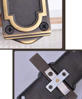 Close-up of Rock Solid Heavy Duty Sliding Bolt Door Latch With Smooth Rolling Action For Patios And Barns Copper Bronze Finish.