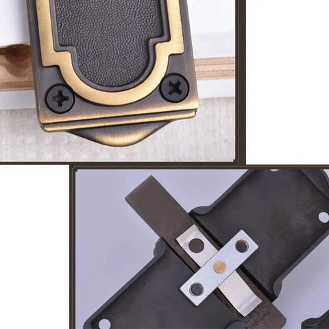 Top view of Heavy Duty Brass Barrel Bolt Door Lock with textured grip, showcasing full copper material and robust construction.
