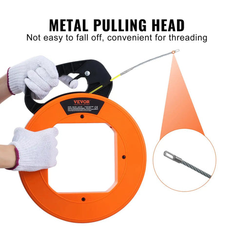 200 Ft Fiberglass Fish Tape For Electrical Wiring Glides Through Tight Cavities Like A Charm With Flexible Non Conductive Line Snake built with metal pulling head.