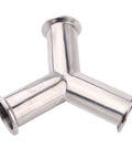 DERNORD stainless steel tri-clamp Y-type pipe fitting, 1.5 in OD, SS304, front view.