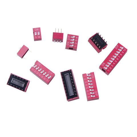 Red 41Pcs Dip Switches Kit With Ten Value Settings In Double Row 2.54mm Pitch PCB Mountable Slide On Off Toggle Switches