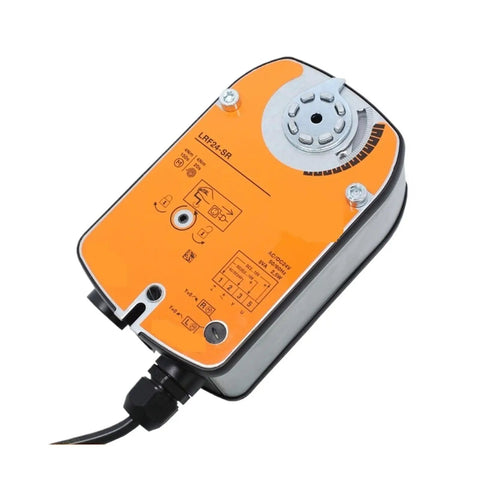 Smooth As Butter Ventilation Ball Valve Actuator Lrf24 Sr Modulating Rotary Actuator with 24 Volt AC DC supply, showing top view and connection.