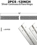 2 Pack Heavy Duty 12 Inch Piano Hinges With Holes Polished 304 Stainless Steel Durable Marine Grade Hardware and 24 Screws
