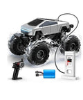 Off Road Beasts RC Truck With Charging Dock One Eighteen Scale 4WD Amphibious RC Car Featuring 360 Degree Spins And Stand Up Trick Waterproof Two Point Four Gigahertz Remote Control Vehicle For Kids Boys Birthday Gift Age Six Plus in action over water with charging dock and remote control included