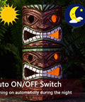 Solar Tiki Statue Outdoor Decor For Garden And Yard Large 10 Inch Tiki Totem Pole With Solar Powered Warm Glow Lights