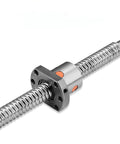 Close-up of SFU1204 Ball Screw Ball Nut Kit with 12mm rod, anti-backlash, 350mm length, silver finish for CNC and DIY builds.