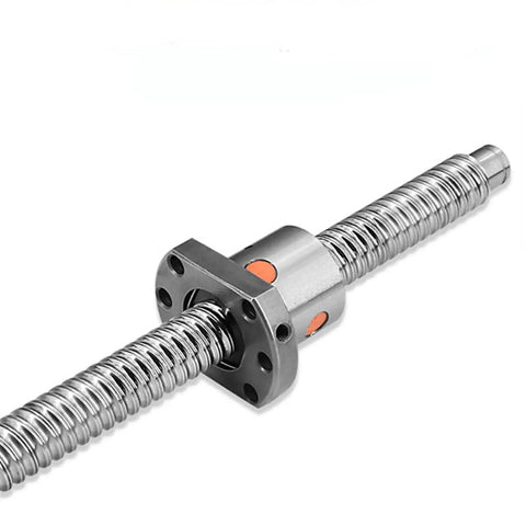Close-up of SFU1204 Ball Screw Ball Nut Kit with 12mm rod, anti-backlash, 350mm length, silver finish for CNC and DIY builds.