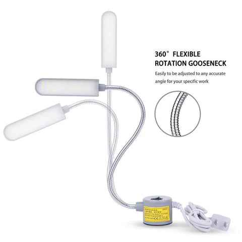 2 Pack LED Sewing Machine Light With Flexible Gooseneck Arm And Magnetic Base 30LEDs 6W Ultra Bright Work Lamp, Silver