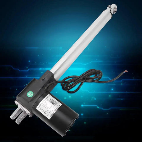 Legit Powerhouse DC 12V Linear Actuator Delivering 6000N Push And 4000N Pull With A Smooth 300mm Stroke, silver metal design with motor.