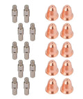 Badafaci Plasma Cutter Consumables Electrode Nozzle Kit For S25 And S45 Torch featuring 10 PR0110 electrodes and 10 PD0116 nozzles.
