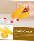 100 Pack Latex Protective Finger Sleeves Shield Your Digits From Daily Wear While Delivering Sick Grip And Breathable Comfort For Heavy Gaming Or Daily Grind Tasks, yellow latex finger covers in use.