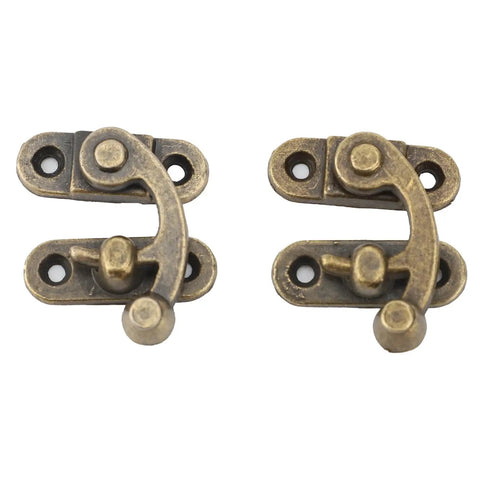 Antique Bronze Arm Clasp Latch With Right Swing Closure, Zinc Alloy Hook Hasp, 32x28mm Lock For Jewelry Boxes, includes screws