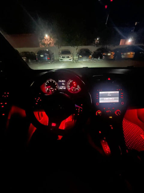 Kickin Red LED Glove Box And Footwell Lights For Volkswagen Vehicles providing bright interior accent in car at night