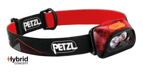 Rechargeable 450 Lumen Headlamp With Red Night Vision For Hiking Climbing and Camping Compact Orange Light shown