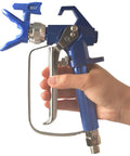 Hand holding G5 Airless Spray Gun With Guard And 517 Tip For Airless Paint Sprayers, Lightweight Forged Aluminum, 3600 PSI Max