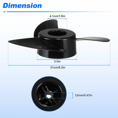 Diagram showing dimensions of 3 Blade Trolling Motor Propeller For MotorGuide 3 5 Inch Diameters Machete III Outboard Boat Prop