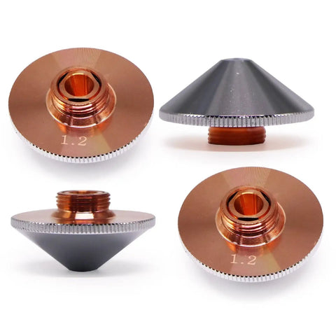 10 Pack Double Chromed Laser Nozzles For Fiber Laser Engravers And Cutters, 28mm Diameter, 15mm Height, 1.2mm Caliber, M11 Thread, Premium Brass
