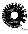Wire gauge tool showing 30AWG measurement for Five Pack 164 Ft Copper Hookup Wire Kit 30AWG Solid Core Tinned Copper Jumper Wire Kit