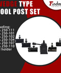 AXA 6-Piece Wedge Type Quick Change Lathe Tool Post Set Pro Grade Built For Precision Boring And Facing; tools lined up