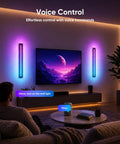 APPECK LED Wall Light 1 Pack, 15.8 Inch Plug in Wall Sconce RGBCW, Dimmable wall sconce glowing beside a TV during a cozy setting.
