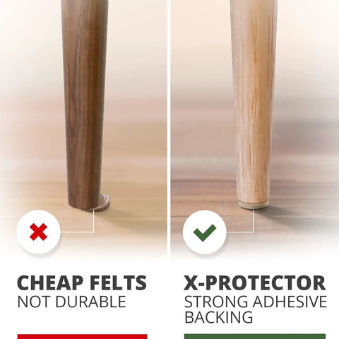 Heavy Duty Felt Furniture Pads For Hardwood Floors comparison, showing durable adhesive backing vs cheap felts for protection.