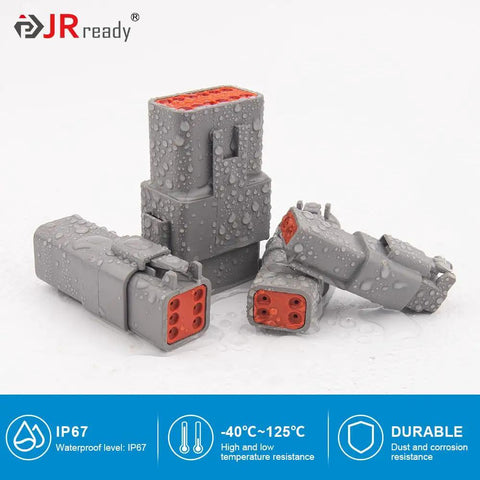 DT Deutsch Connector Kit For Auto Wiring With 2 3 4 6 8 12 Pin Plugs Size 16 Solid Contacts Waterproof Connectors