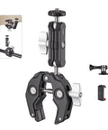 Heavy Duty Clamp Mount With 360 Degree Ballhead, Magic Arm and Double Ball Head, 1/4 Inch and 3/8 Inch Threads