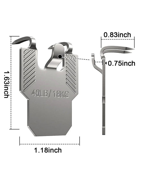Heavy Duty Drywall Picture Hangers Steel Claw Grip 15 Piece Sweet Deal Set showing dimensions and design of steel wall anchors.