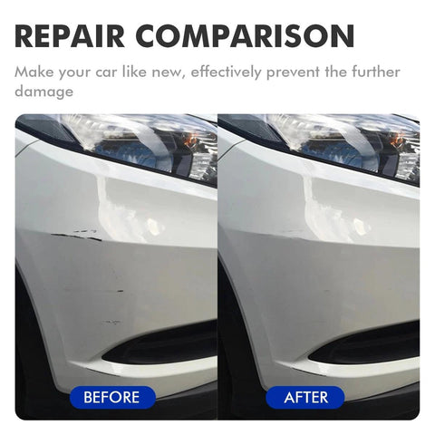 Before and after repair with BMW Melbourne Red Touch Up Paint For Quick Scratch Repair On X3 X5 X6 M3 I3 Z4 XM And B6 Series Cars DIY.