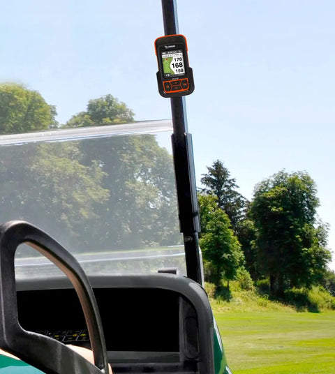Swami Ace Handheld Golf GPS Rangefinder In Orange With Magnetic Case That Sticks To Your Cart Flips For Screen Protection