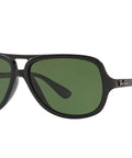 RB4162 Aviator Sunglasses With Polarized Green Lenses In Black Full Rim Frame, Classic Pilot Style for all day comfort