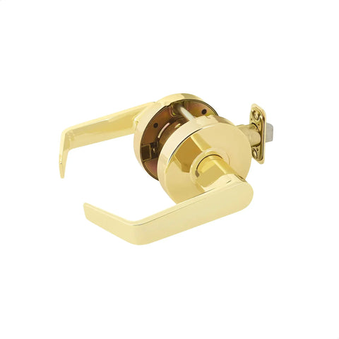 Heavy Duty Grade 2 Commercial Door Lever Lockset In Polished Brass, 2 3/4 Inch Backset, Fits Most 1 3/8 To 1 3/4 Inch Doors