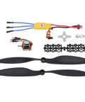 13T Brushless Motor And 30A ESC Kit For RC Quadcopter And 550 RC Plane with props, screws, and mount shown
